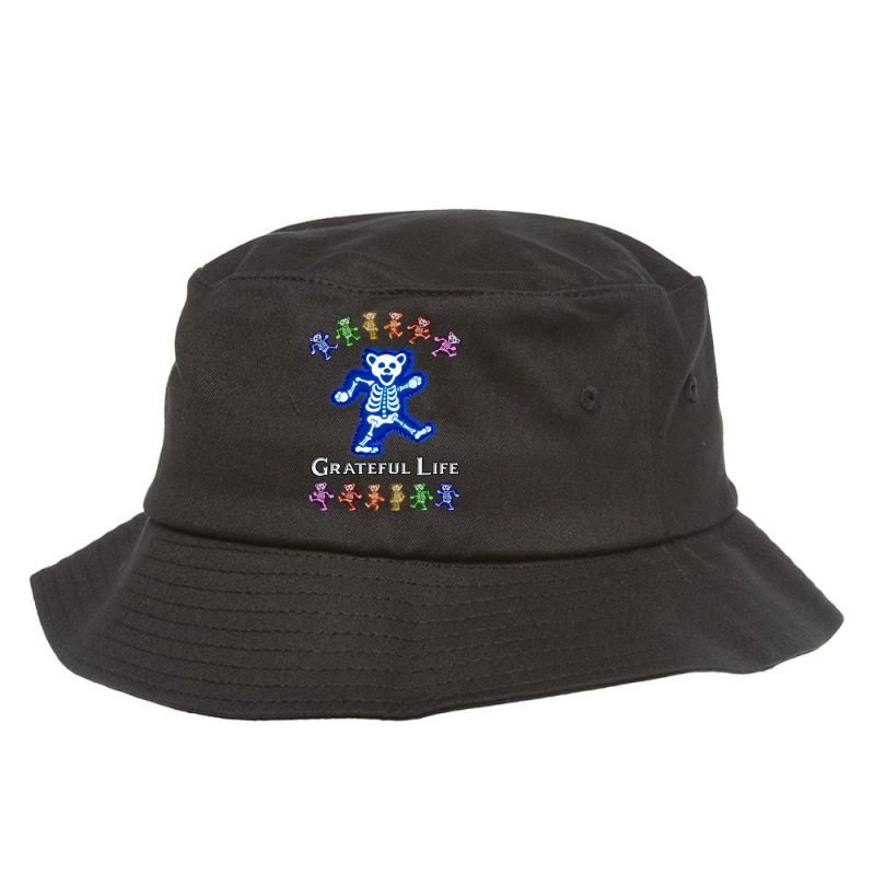 Limited Edition Grateful Life Dancing Skeleton Bear - Blue Bucket Hat | Artistshot