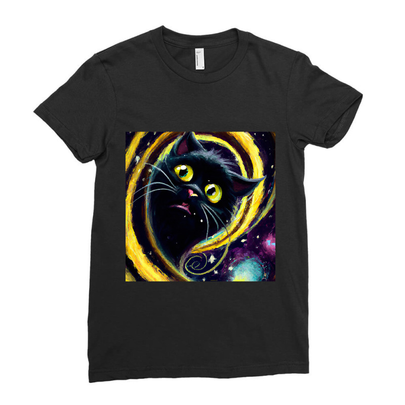 Limited Edition Time Traveling Cat Falls Through A Vortex Ladies Fitted T-Shirt by webberkyla | Artistshot