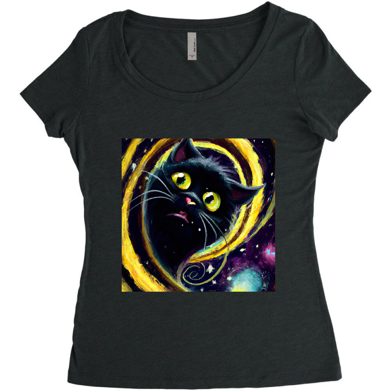 Limited Edition Time Traveling Cat Falls Through A Vortex Women's Triblend Scoop T-shirt by webberkyla | Artistshot