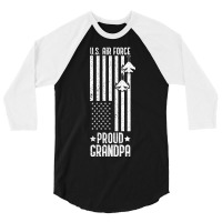 Limited Edition Us Proud Air Force Grandpa With American Flag Veteran 3/4 Sleeve Shirt | Artistshot