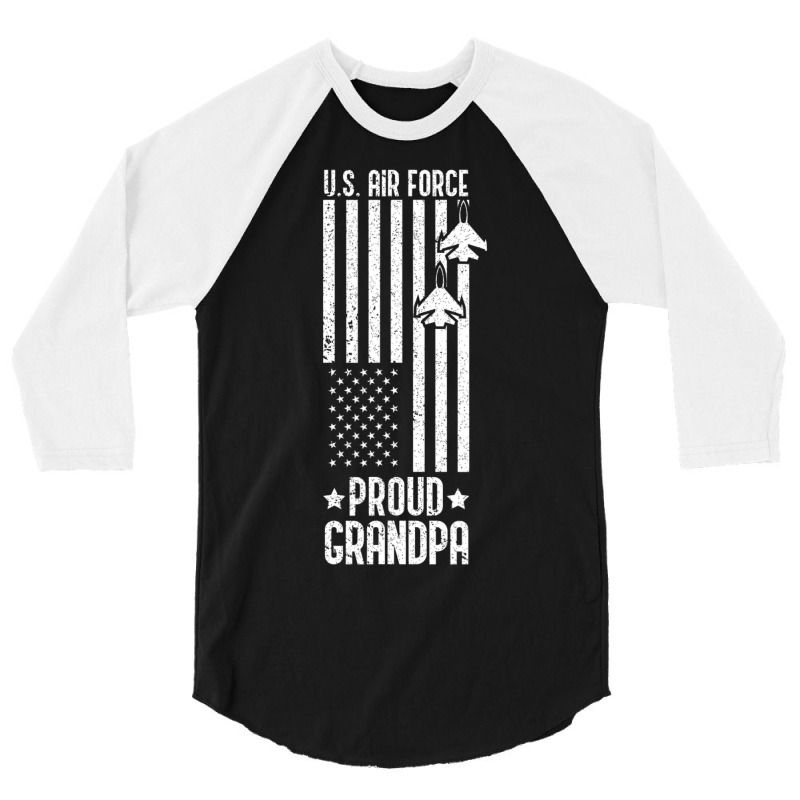 Limited Edition Us Proud Air Force Grandpa With American Flag Veteran 3/4 Sleeve Shirt | Artistshot