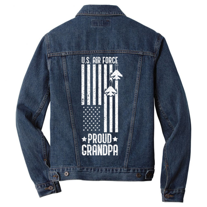 Limited Edition Us Proud Air Force Grandpa With American Flag Veteran Men Denim Jacket | Artistshot