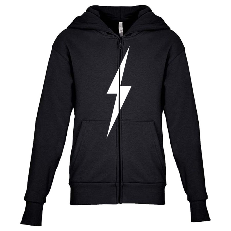 Simple Lightning Bolt In White Premium T Shirt Youth Zipper Hoodie by sunda | Artistshot