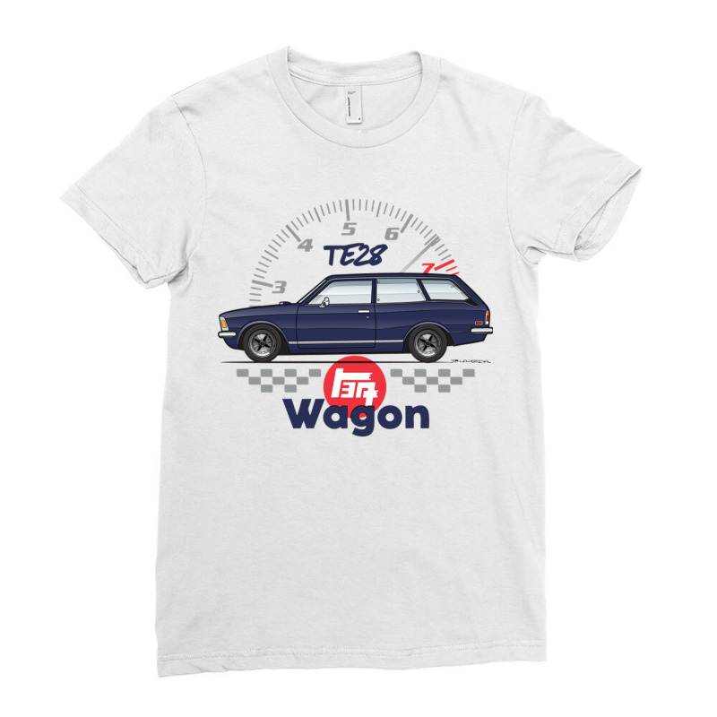 Wagon Dark Blue Ladies Fitted T-Shirt by apolitery | Artistshot