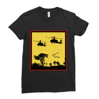 Hot Trend Vintage Army Attack Helicopter War American Flag Apache Viet Ladies Fitted T-shirt | Artistshot