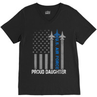 Hot Trend Vintage Proud Daughter Us Air Force Flag Usaf V-neck Tee | Artistshot