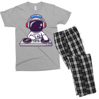 Cute Astronaut Playing Dj Electronic Music With Headphone Travel Quote Men's T-shirt Pajama Set | Artistshot