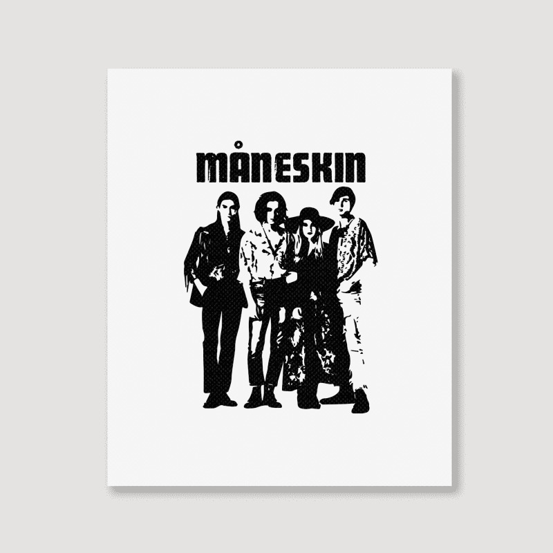 Custom Black And White Maneskin Design Maneskin Portrait Canvas Print ...