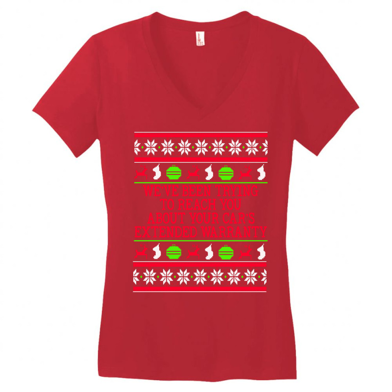 Ugly Christmas Sweater Car's Extended Warranty Meme Graphic Sweatshirt Women's V-Neck T-Shirt by gennej | Artistshot