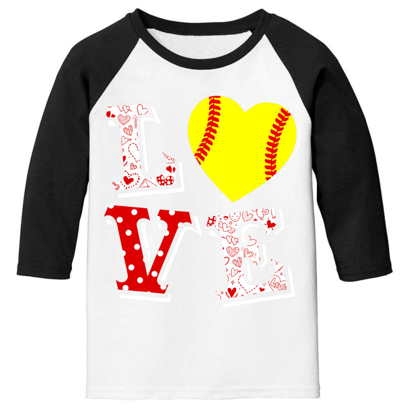 Valentine Love Softball Heart Valentine Day Women Men Gift Youth 3/4 Sleeve | Artistshot