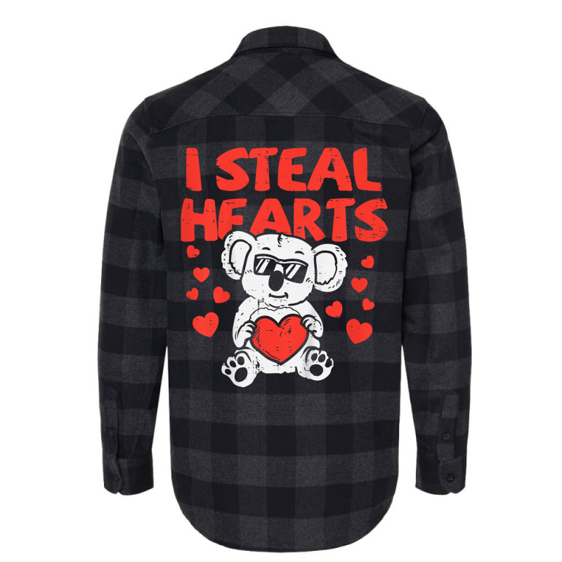 I Steal Hearts T Valentines Day Dinosaur Boys Kid (27) Flannel Shirt | Artistshot