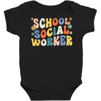 Groovy School Social Worker Coping Skills Back To School T Shirt Baby Bodysuit | Artistshot