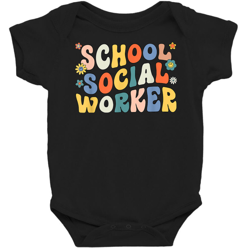 Groovy School Social Worker Coping Skills Back To School T Shirt Baby Bodysuit | Artistshot