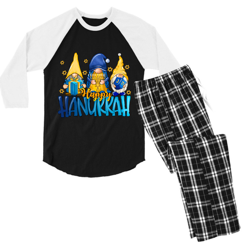 Hot Trend Happy Hanukkah Gnomes Pajamakah Funny Pajama Family Matching Men's 3/4 Sleeve Pajama Set | Artistshot