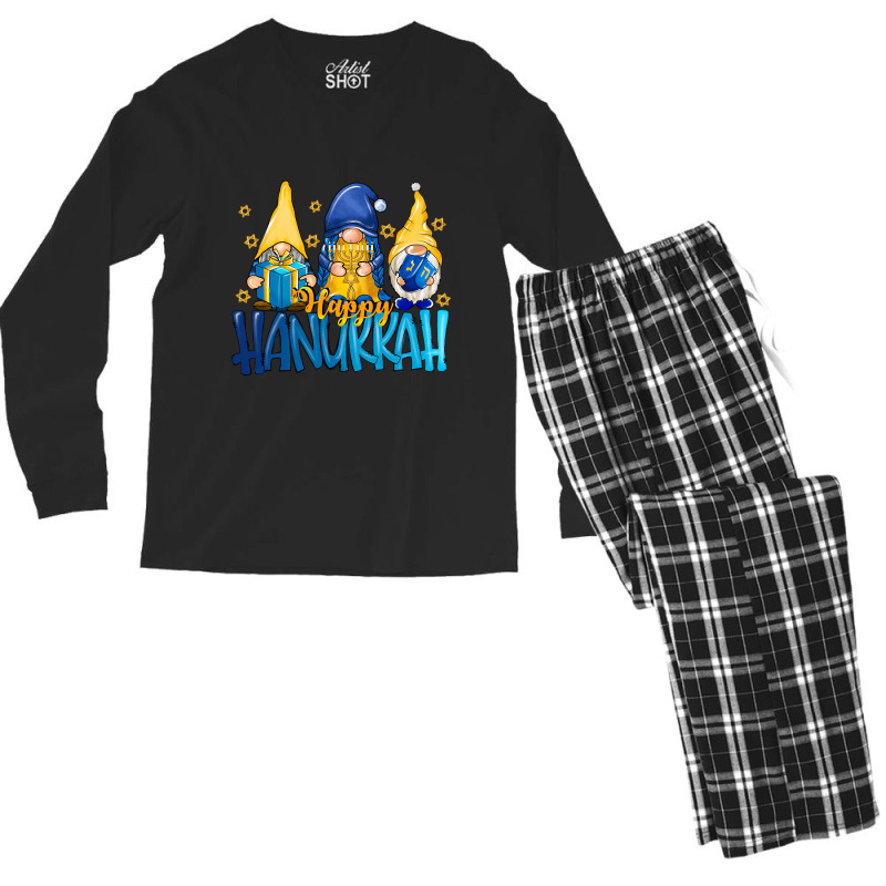 Hot Trend Happy Hanukkah Gnomes Pajamakah Funny Pajama Family Matching Men's Long Sleeve Pajama Set | Artistshot