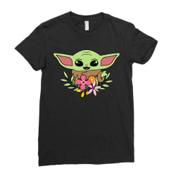 cute baby yoda with flowers Ladies Fitted T-Shirt | Artistshot