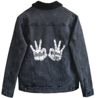 Trending Perfect Terrific Okay Hello And Goodbye Greetings Academy Unisex Sherpa-lined Denim Jacket | Artistshot