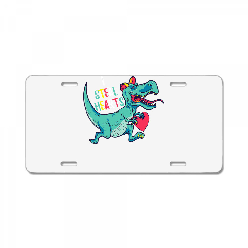 I Steal Hearts T Valentines Day Dinosaur Boys Kid (42) License Plate | Artistshot