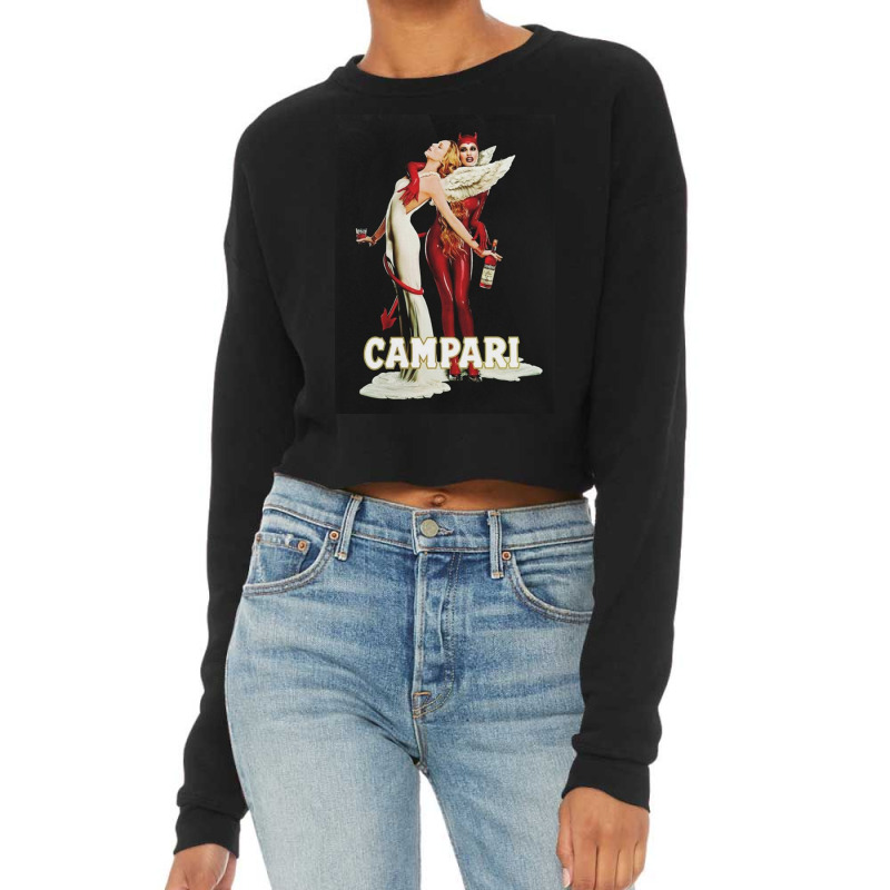 Vintage Campari Italian Bitters Aperitif Angel And Devil Advertisement Cropped Sweater by lianareno | Artistshot