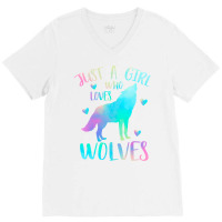 Just A Girl Who Loves Wolves Love Retro V-neck Tee | Artistshot