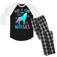 Just A Girl Who Loves Wolves Love Retro Men's 3/4 Sleeve Pajama Set | Artistshot