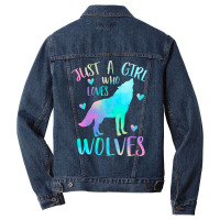 Just A Girl Who Loves Wolves Love Retro Men Denim Jacket | Artistshot