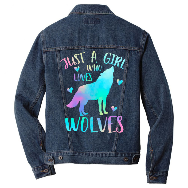 Just A Girl Who Loves Wolves Love Retro Men Denim Jacket by reifenemuksa | Artistshot