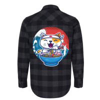 Ramen Wave Cat Kawaii Humor Retro Flannel Shirt | Artistshot