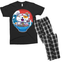 Ramen Wave Cat Kawaii Humor Retro Men's T-shirt Pajama Set | Artistshot