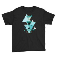 Geometric Triangle Compilation In Teal Youth Tee | Artistshot