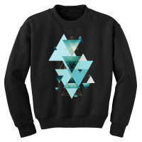 Geometric Triangle Compilation In Teal Youth Sweatshirt | Artistshot