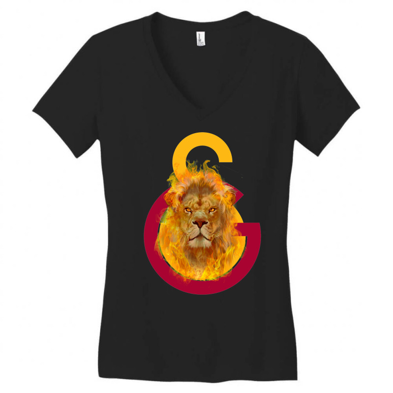 Galatasaray Aslan Fire Baby Hipster Women's V-Neck T-Shirt by getaaimenam | Artistshot