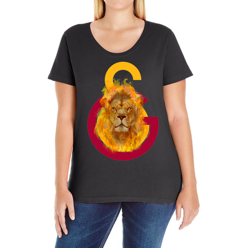 Galatasaray Aslan Fire Baby Hipster Ladies Curvy T-Shirt by getaaimenam | Artistshot