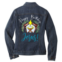 Happy Birthday Jesus Nativity Scene Christian Women Kids Kids  70s Ladies Denim Jacket | Artistshot