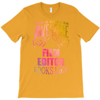 Film Editor Funny Saying In Watercolor Classic Red 70s T-shirt | Artistshot