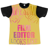 Film Editor Funny Saying In Watercolor Classic Red 70s Graphic T-shirt | Artistshot