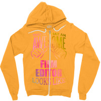 Film Editor Funny Saying In Watercolor Classic Red 70s Zipper Hoodie | Artistshot