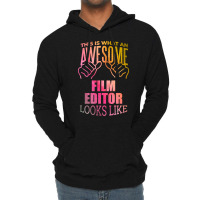 Film Editor Funny Saying In Watercolor Classic Red 70s Lightweight Hoodie | Artistshot