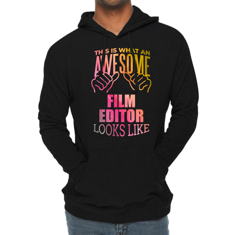 Film Editor Funny Saying In Watercolor Classic Red 70s Lightweight Hoodie by axmyabrielg | Artistshot