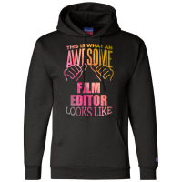 Film Editor Funny Saying In Watercolor Classic Red 70s Champion Hoodie | Artistshot