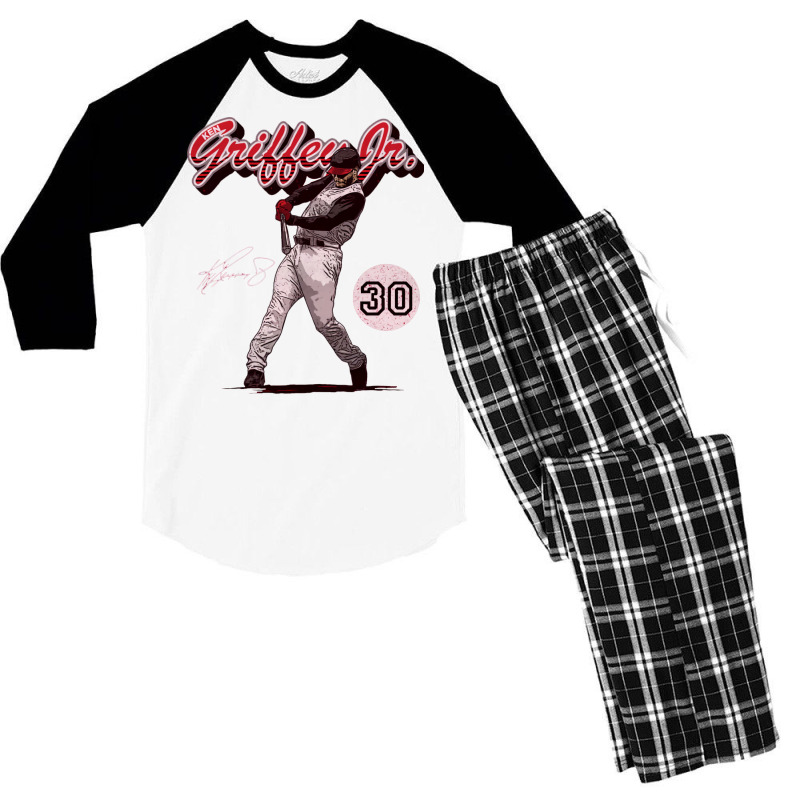 Ken Griffey Jr Retro Script Kids  Gift Men's 3/4 Sleeve Pajama Set | Artistshot