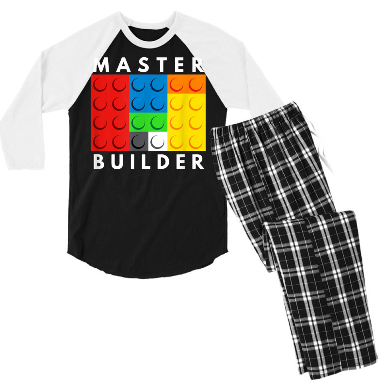 Master Builder Building Blocks Brick Builders Toys Present T Shirt Men's 3/4 Sleeve Pajama Set | Artistshot