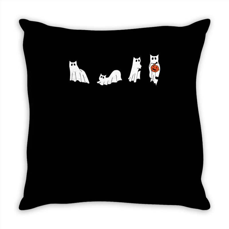 Black Cats And Pumpkin Halloween Cat Lovers Costume Ghost Throw Pillow | Artistshot