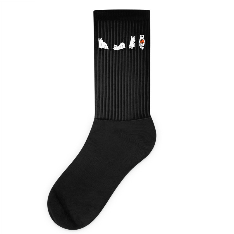 Black Cats And Pumpkin Halloween Cat Lovers Costume Ghost Socks | Artistshot