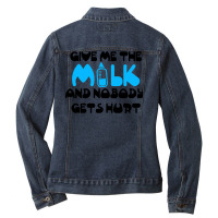 Give Me The Milk And Nobody Gets Hurt Baby Yellow Ladies Denim Jacket | Artistshot