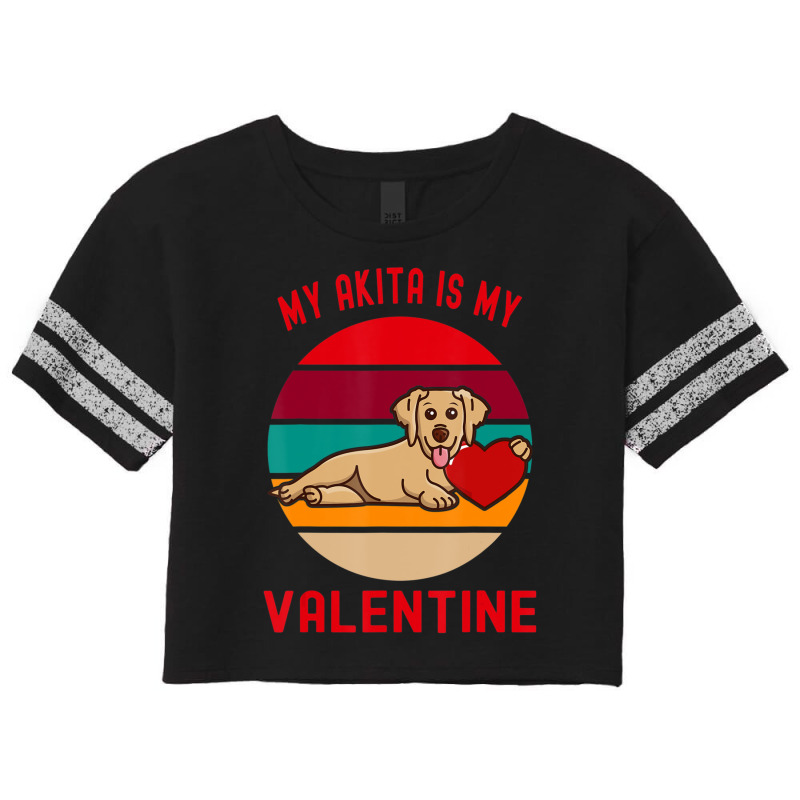 Hot Trend My Akita Is My Valentine Puppy With Heart And Sunset Scorecard Crop Tee by hongquangd | Artistshot