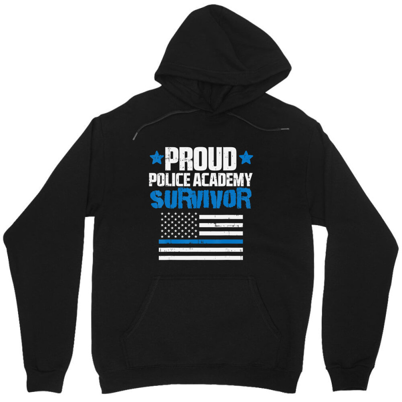 Trending Proud Police Academy Survivor Us Flag Thin Blue Line Unisex Hoodie | Artistshot