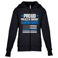 Trending Proud Police Academy Survivor Us Flag Thin Blue Line Youth Zipper Hoodie | Artistshot