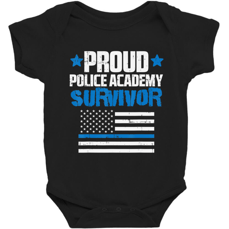 Trending Proud Police Academy Survivor Us Flag Thin Blue Line Baby Bodysuit | Artistshot