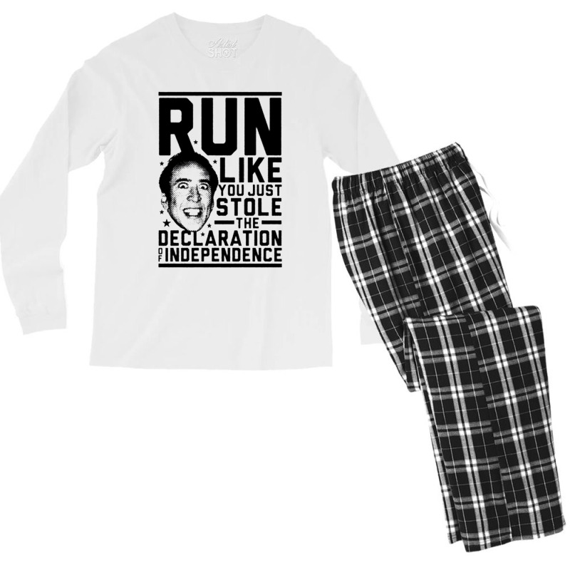 Run Like Nick Cage T Shirt Men's Long Sleeve Pajama Set by ROXANZALEZ | Artistshot